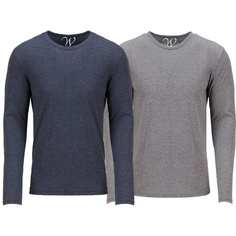 EWC-607NHG 2-Pack Ultra Soft Sueded Long Sleeve - Navy / Heather Grey