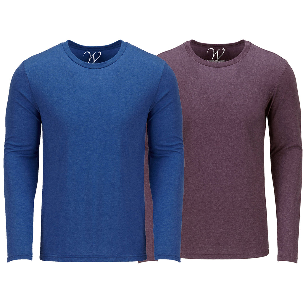 EWC-607RBBG 2-Pack Ultra Soft Sueded Long Sleeve - Royal Blue / Burgundy