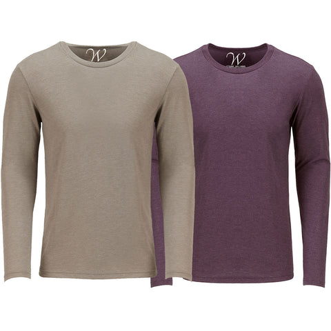 EWC-607SBG 2-Pack Ultra Soft Sueded Long Sleeve - Sand / Burgundy