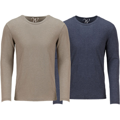 EWC-607SN 2-Pack Ultra Soft Sueded Long Sleeve - Sand / Navy