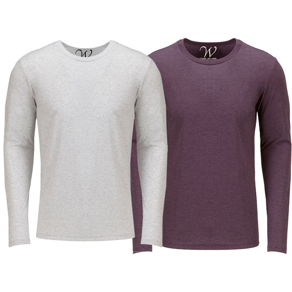 EWC-607WBG 2-Pack Ultra Soft Sueded Long Sleeve - White / Burgundy