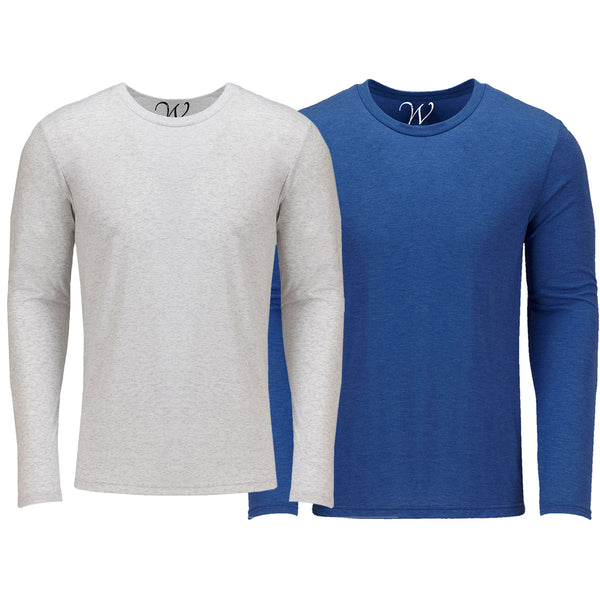 EWC-607WRB 2-Pack Ultra Soft Sueded Long Sleeve - White / Royal Blue