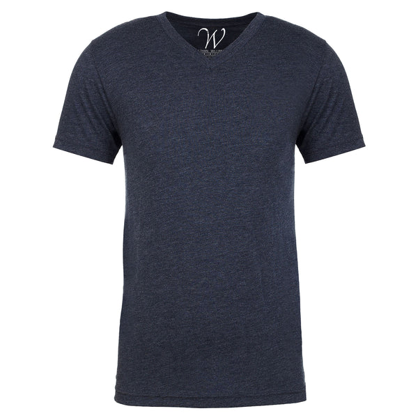 EWC-604N Navy Heathered V Neck T-shirt