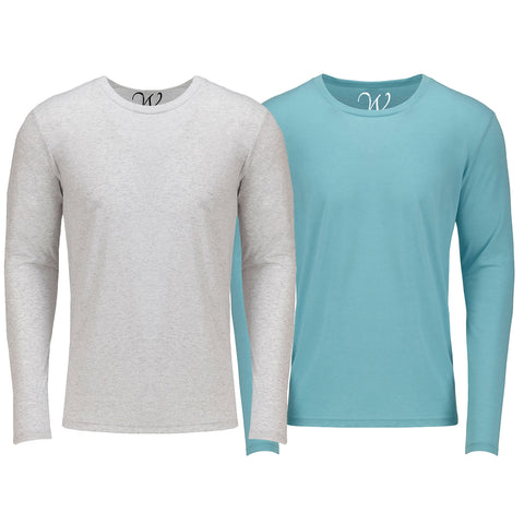 EWC-607WT 2-Pack Ultra Soft Sueded Long Sleeve - White / Turquoise